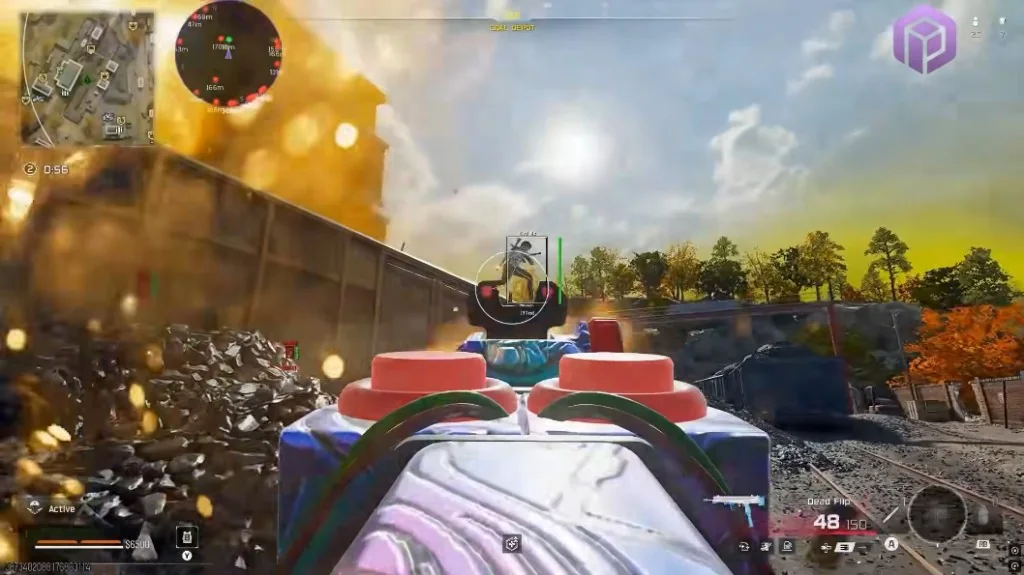 Warzone aimbot lock and box ESP on enemy at Coal Depot with Dead Flip skin